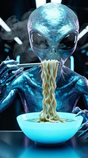 Alien eating noodles #alien #animation #extraterrestrial #funny
