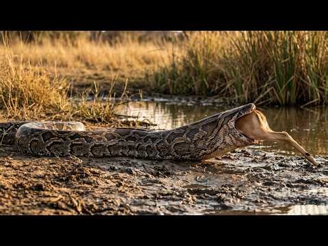 Giant Python Ambushes Young Antelope at African Riverbank | Wild Predator Attack Documentary