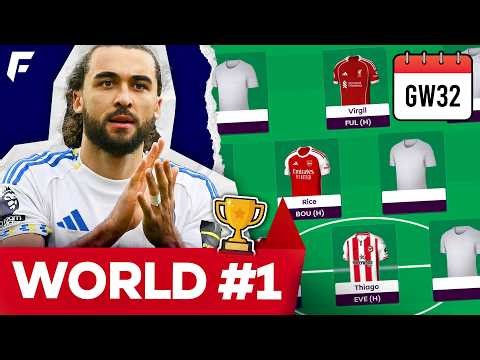FPL GW32 RANK 1 TEAM SELECTION 🌍 1ST IN THE WORLD 🏆