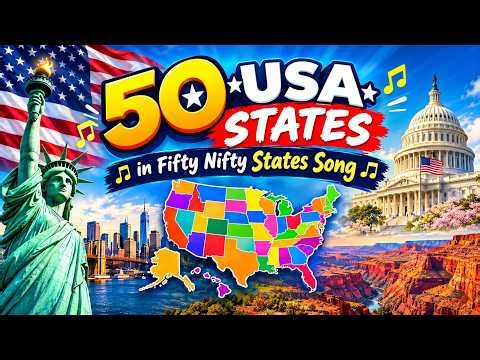 🇺🇸 Can You Name All 50 USA States? 🎵 | Fifty Nifty States Song | U.S. Geography