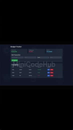 Budget Tracker Web App — Episode 12 #HTML #CSS #JavaScript #WebDev #CSV #JSON #MiniCodeHub