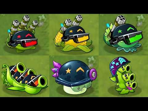 PvZ 2 Fusion - ALL MEGA GATLING PEA PLANTS POWER-UP! (PvZ 2 Gardenless)