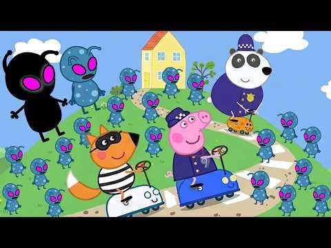 Trapped by an Alien Army! 🛸👽 | Crazy Car Chase vs Aliens | Funny Peppa Animation