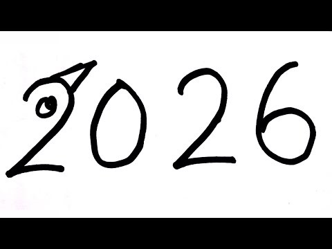 Happy New Year Love Birds Drawing 2026 