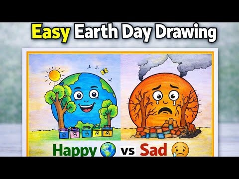 Save Earth Drawing 🌍 | Easy Earth Day Poster Drawing Step by Step | Earth Day Drawing idea 🌍💚