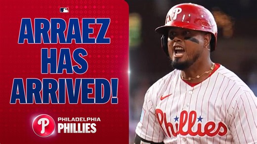 Luis Arraez singles and drives in a run in his first Phillies at-bat! | MLB Highlights