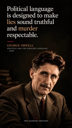 George Orwell | Political language is designed to make lies sound truthful and murder respectable..