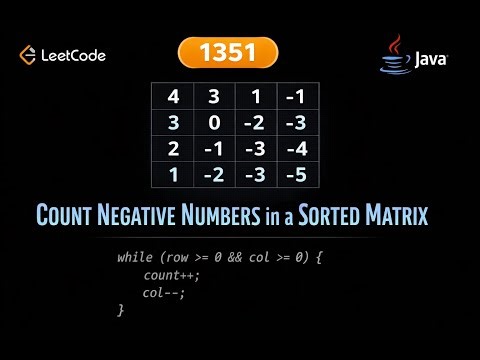 🎥 LeetCode 1351: Count Negative Numbers in a Sorted Matrix | Java Solution | Binary Search