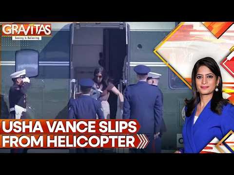 Heart-Stopping Moment: Usha Vance Trips Down Marine Two Stairs With Baby | GRAVITAS