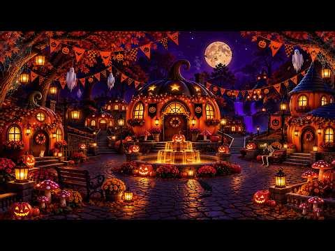 Wander Into a Pumpkin Village on Halloween Night🎃 Halloween fall Jazz & Golden Leaves for Deep Sleep