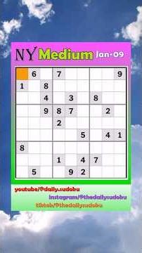 The New York Times Daily #Sudoku 2026-01-09 Medium #puzzle #games #education #braingames