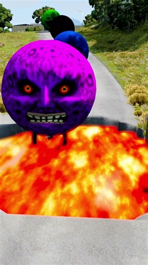 Big & Small Moon Monster Cars vs lava - BeamNG.Drive