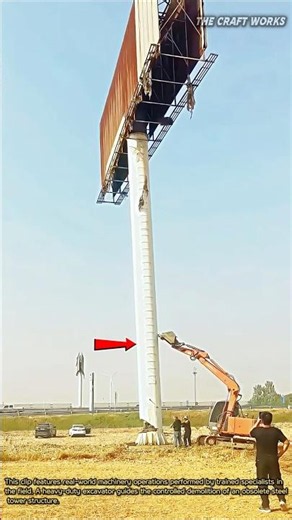 Massive Billboard Tower Demolition #industrial #machinery #skills #demolition #heavyequipment