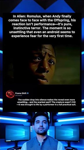 In Alien: Romulus, when Andy finally comes face to face with the Offspring, his reaction isn't