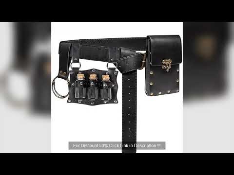 Renaissance Costume Accessories Belt Pouch 3 Potion Bottles Leather Ho Super Discount 50%