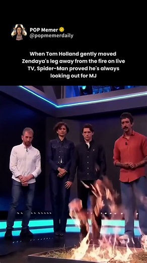 Tom Holland moves Zendaya's leg away from the fire like Spider-Man protecting MJ 🥹 #tomholland