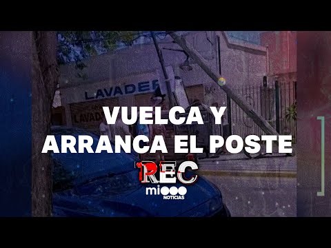 VUELCA Y ARRANCA EL POSTE - ROBA Y PIDE DISCULPAS - #REC