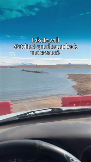 After historic rainfall and a 7.3 foot rise over the past month. The water at Stateline Launch Ramp is back up past the concrete 🙌 #lakepowell #powellheadz #flood #elnino