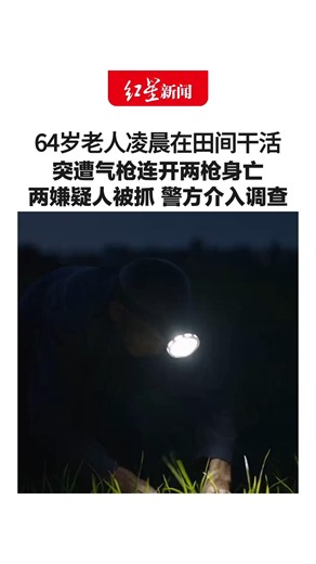 64岁老人凌晨在田间干活 突遭气枪连开两枪身亡 家属：头灯那么亮怎会看成猎物？ 两嫌疑人被抓 警方介入调查