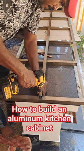 How to build an aluminum kitchen cabinet #youtubeshorts #woodworking #aluminium #diykitchen #diy