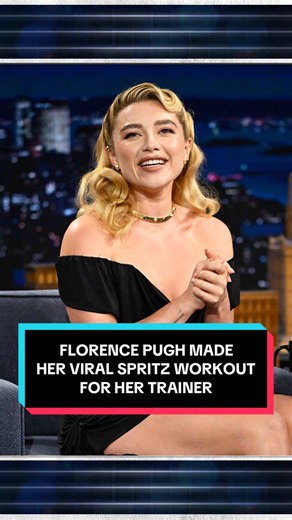 Florence Pugh made her viral spritz workout video for her trainer 🤣 #FallonTonight #TonightShow #FlorencePugh #JimmyFallon