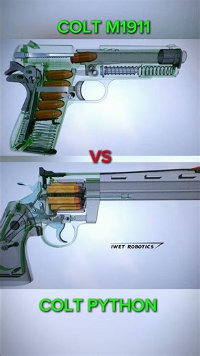 Colt M1911 vs Colt Python Revolver (how it works) #cardboard #airsoft #guns #military