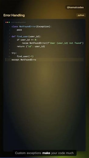 Python Tutorial #11: Error Handling — try/except & Custom Exceptions #Short