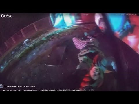Body camera video shows Cortland officer's heroic effort to save man trapped in burning car