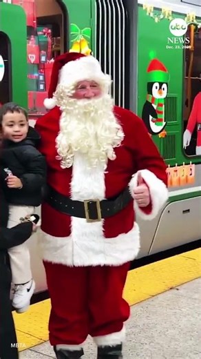 Santa trades sleigh for train in Boston