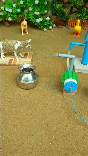 Mini hand pump project water with supply motor drinks cow duck dog farm #waterpump #shorts #794