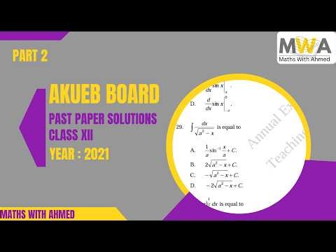 |PART 2 | Q27 -65 | AKUEB CLASS 12 MATHEMATICS PAPER 2021 | SOLUTIONS