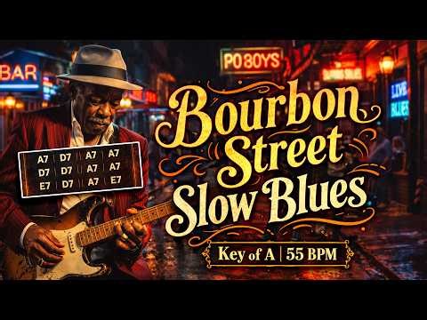 Slow Blues in A Backing Track 55 Bpm 12 Bar