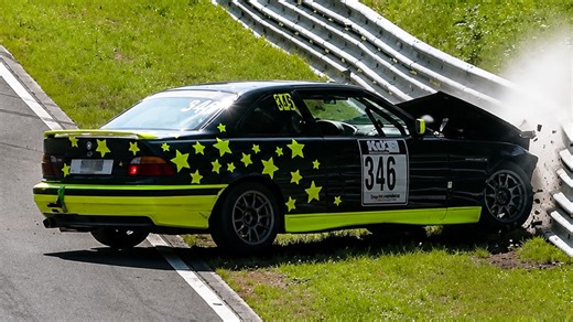Une conduite agressive au Nürburgring envoie une BMW droit dans le rail de sécurité