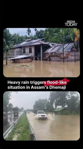 Assam News: Flood-Like Situation In Assam's Dhemaji After Relentless Rain #assam #rain #weather