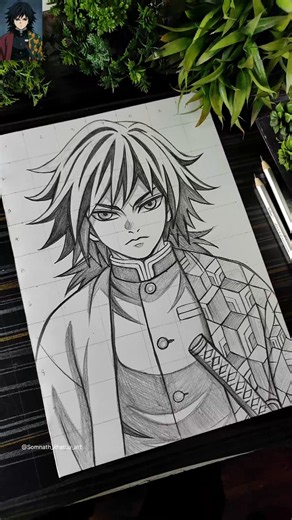 How To Draw Giyu Tomioka 🌊| Demon Slayer Anime#drawing #shorts #giyuutomioka #demonslayer #anime