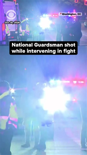 A National Guard member was shot after intervening in a fight on Sunday night, according to officials. Members of the National Guard were inside their van around 11:10 p.m. when they noticed a fight breaking out and exited the vehicle to help, authorities said. The suspect allegedly pulled out a gun and was ordered to drop it before pointing it toward the Guardsmen, who then opened fire. One National Guard member was shot in the leg, while the suspect was shot in the abdomen. Both were taken to 