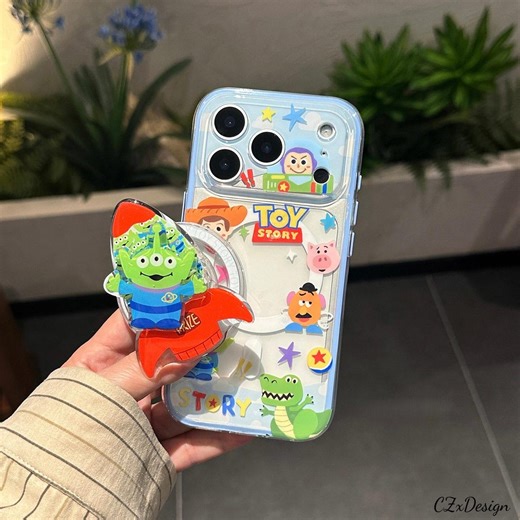 Cute Toy Story Alien Magnetic Phone Case With Rocket Grip, Magsafe Compatible, Protective Cover for iPhone 17 Pro Max, iPhone 16 Pro Max - Etsy