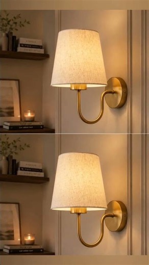 Elegant Wall Lamp with FabricShade & Gold Metal E-27 HolderBase.