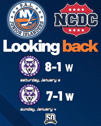 P.A.L. Jr. Islanders NCDC on Instagram: "Looking Back And Looking Ahead with the #NCDC P.A.L. Jr. Islanders! The Jr. Islanders had a huge offensive showing to start 2026, and hope to stay on the winning side in their upcoming home-and-home series. Upcoming 🆚 Mercer Chiefs 🗓️Friday, Jan. 9/Saturday, Jan. 10 ⌚️ 2 p.m. EDT/4 p.m. EDT 🏠/ 🚍 @northwellhealthicecenter/Ice Land Skating Center Stream all P.A.L. games exclusively on @blackbear_tv_ with the USPHL+ package. #palicehockey | #paljrislande
