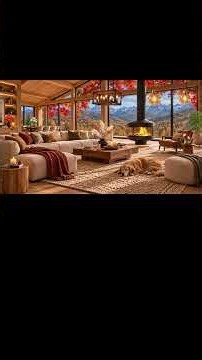 Warm Mountain Cabin Jazz ☕ Autumn Fireplace, Soft Piano & Peaceful Music for Work and Study