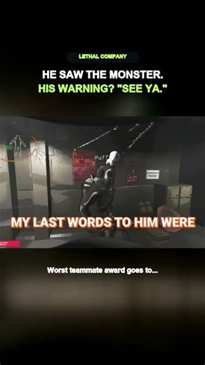 His teammate warning was just: "see ya" #funnymoments #lethalcompany #smii7y #streamerclips