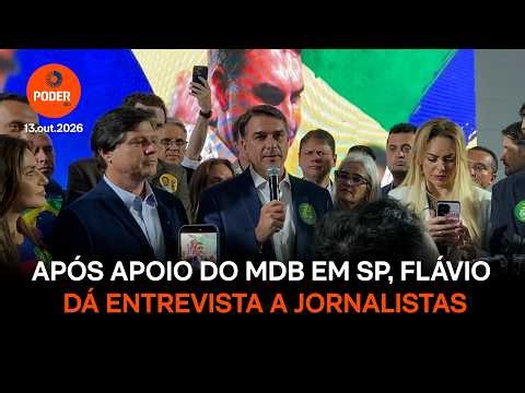 Após apoio do MDB em SP, Flávio dá entrevista a jornalistas