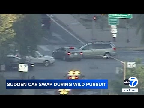 LA chase ends after crash, erratic driving on busy freeways