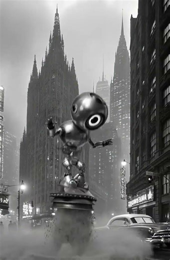 space alien, robotic, flying saucers, fantasyart,black and white, retro, adventurous. A. Latorre