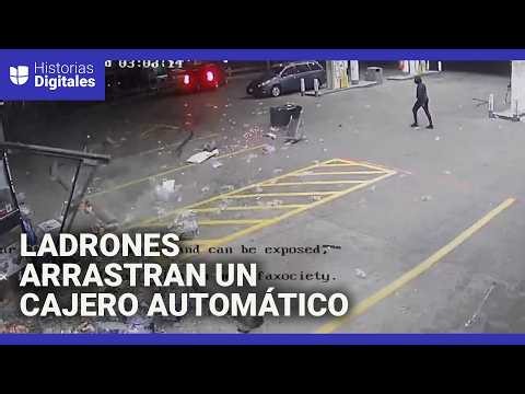 Como de película: enganchan un cajero automático a una camioneta robada y se lo llevan
