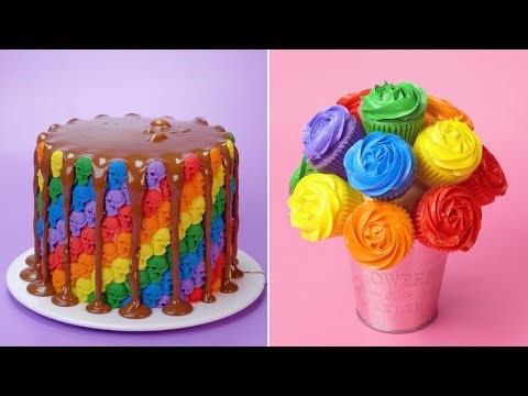 Ultimate Rainbow Cupcake Bouquet & Cake Decorating 🌈 Tasty Satisfying Desserts