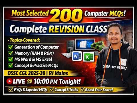 🔥 Most Selected 200 Computer MCQs | Complete Revision Class | OSSC CGL 2025-26 | RI Mains 💻 PART 2