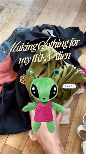 Making Clothing for my IKEA Alien!! 👽 👚[#silly #art #sewing #furry #shorts]