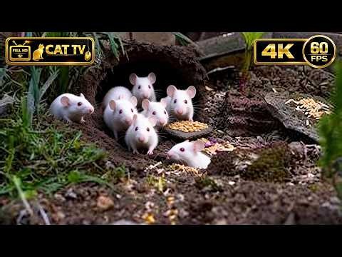 [NO ADS] CAT TV 😺 Pupil Contraction Loop: Ultra-Sharp Bright Dots Darting on Wet Slate 🪨 4K 60FPS