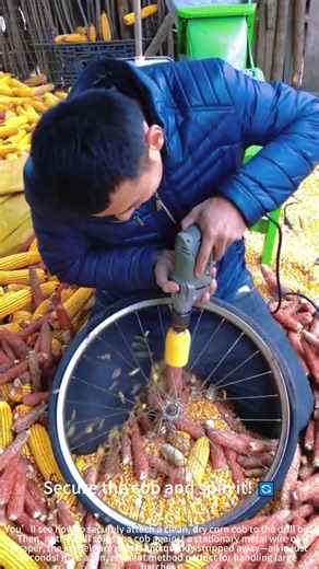 A power drill to shuck corn fast! 🌽